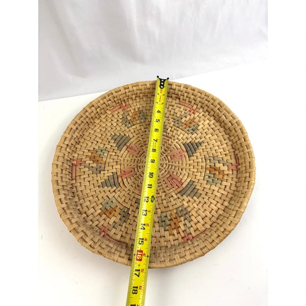 Vtg Southwest Native American Style‎ Basket Tray Papago Tohono Oodham Woven 16